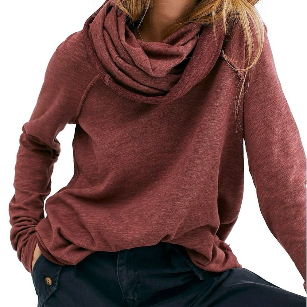 Elegant Maroon Cowl Neck Sweater